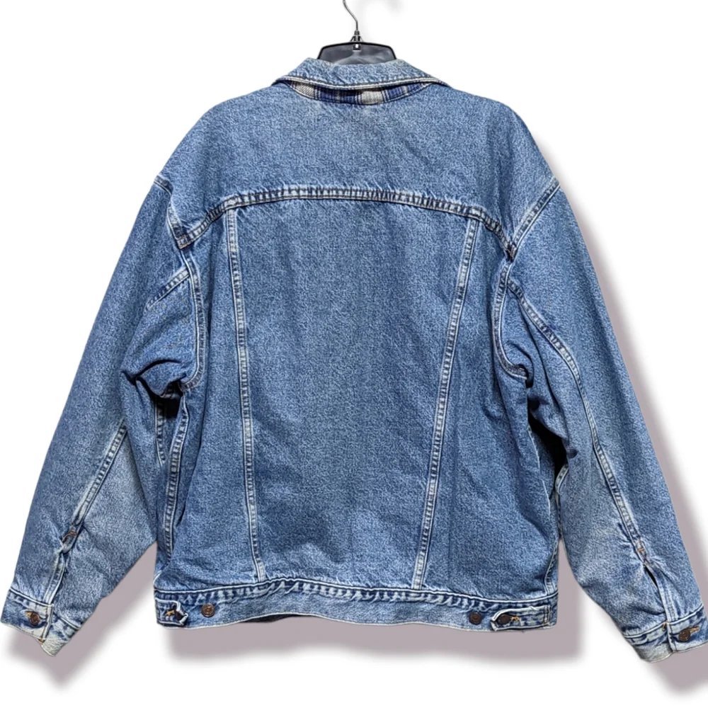 🎉HP Vtg Men's Levi's Trucker Jacket Denim Fleece Lining 100% Cotton USA 80's L - Picture 8 of 15